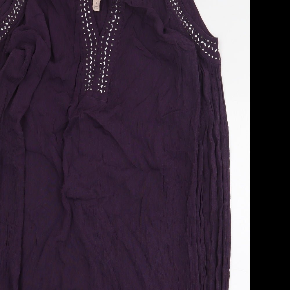 Knox Rose Womens Purple Rayon Sheath Size S Boat Neck Pullover - Cold Shoulder