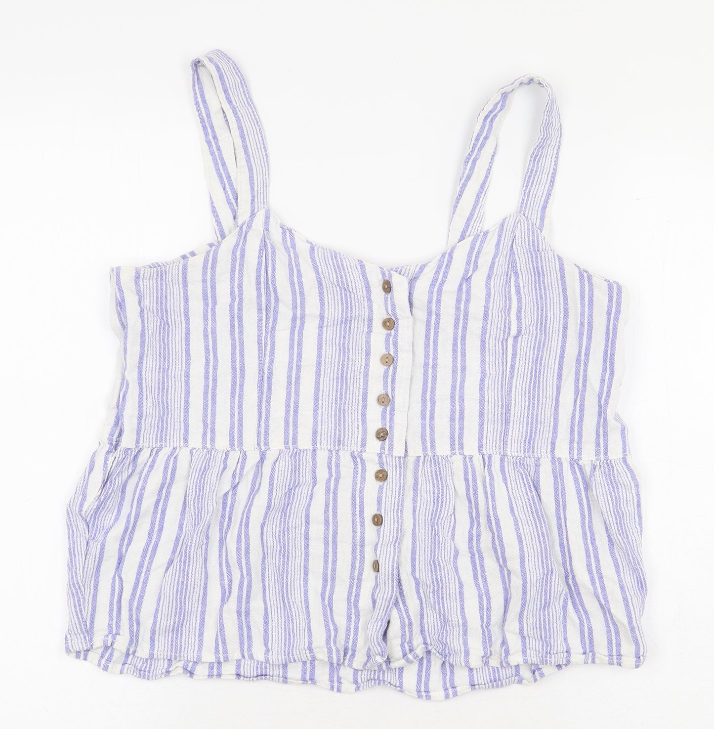 NEXT Womens Purple Striped Linen Camisole Tank Size 12 V-Neck