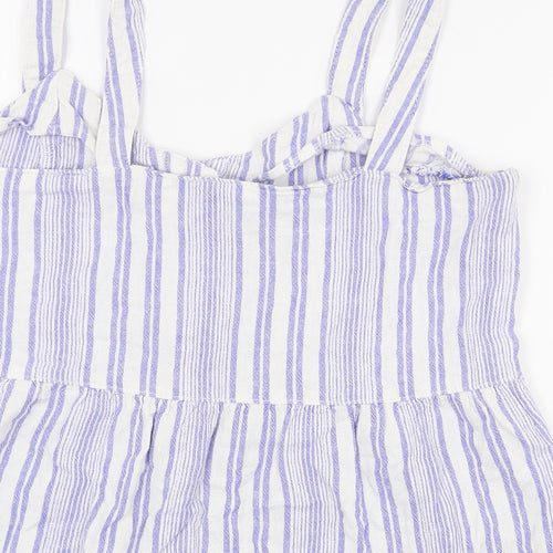 NEXT Womens Purple Striped Linen Camisole Tank Size 12 V-Neck