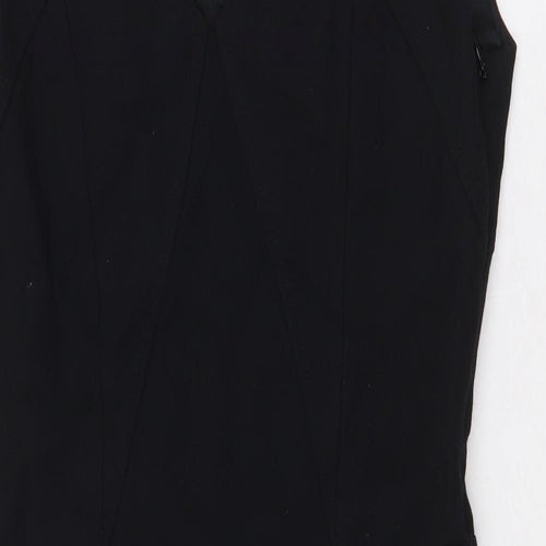 Zara Womens Black Cotton A-Line Size S V-Neck Zip