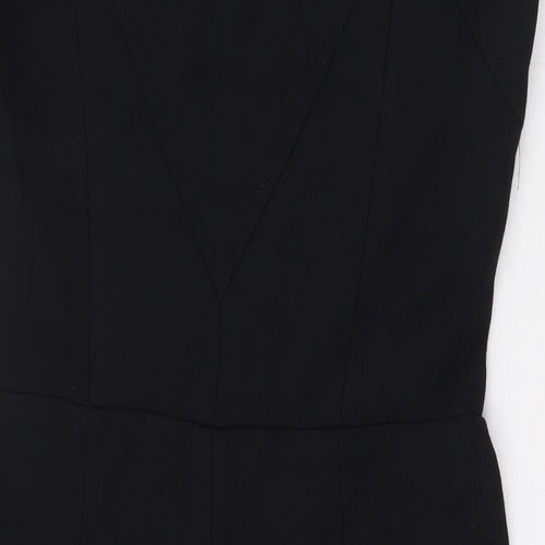 Zara Womens Black Cotton A-Line Size S V-Neck Zip