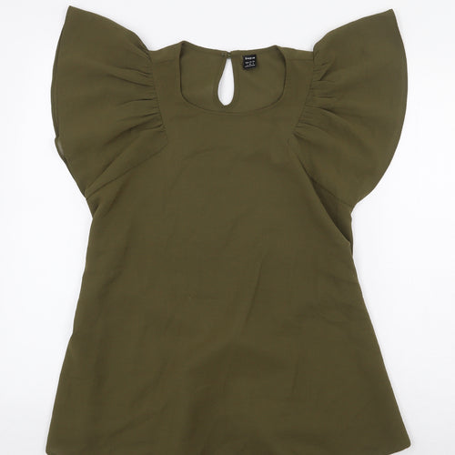 SheIn Womens Green Polyester Basic Blouse Size 8 Boat Neck