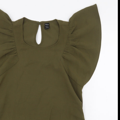 SheIn Womens Green Polyester Basic Blouse Size 8 Boat Neck