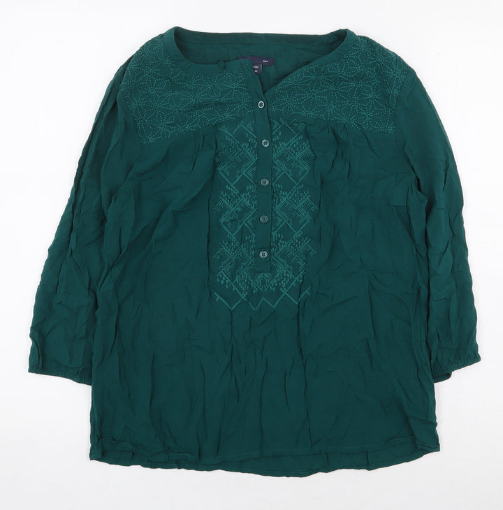 Gap Womens Green Polyester Basic Blouse Size XS Scoop Neck