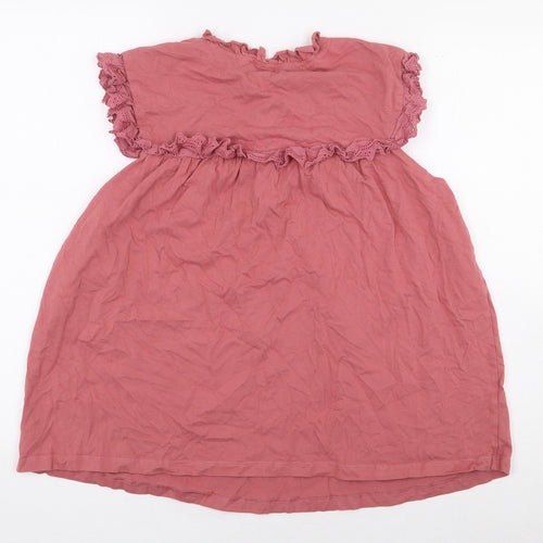 George Womens Pink 100% Cotton Basic Blouse Size 14 Round Neck