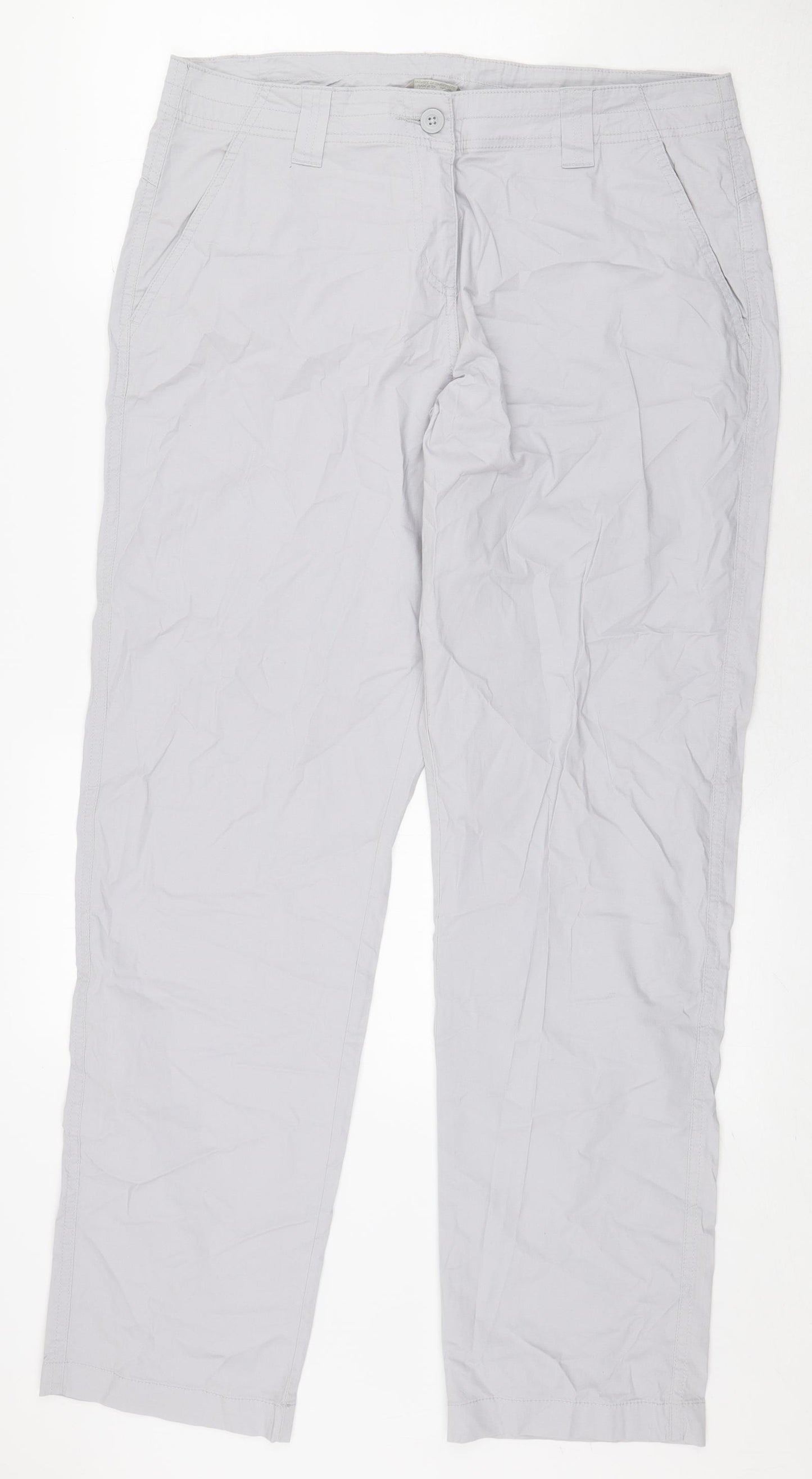 Mountain Warehouse Womens Grey Cotton Trousers Size 14 L31 in Regular Zip