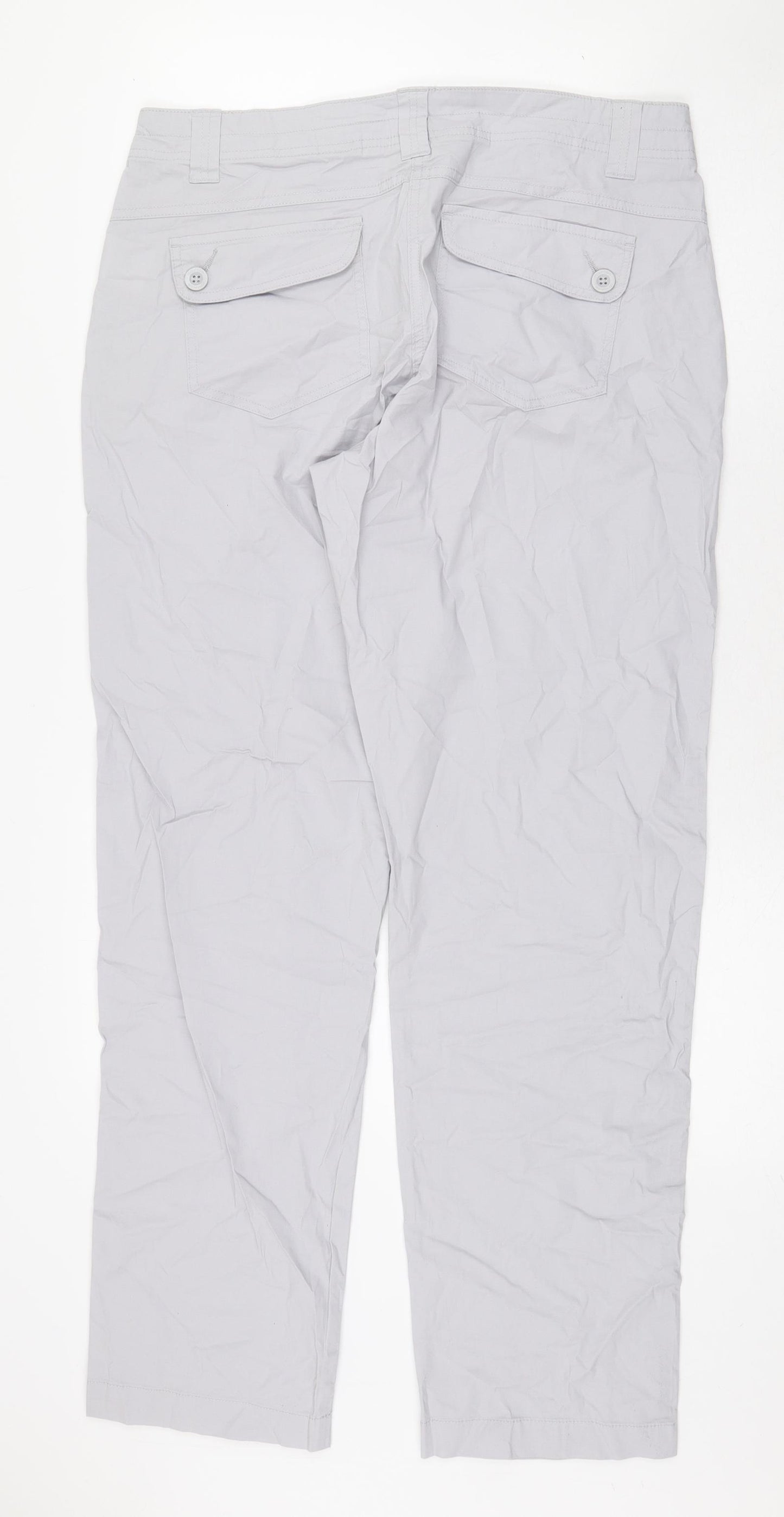 Mountain Warehouse Womens Grey Cotton Trousers Size 14 L31 in Regular Zip