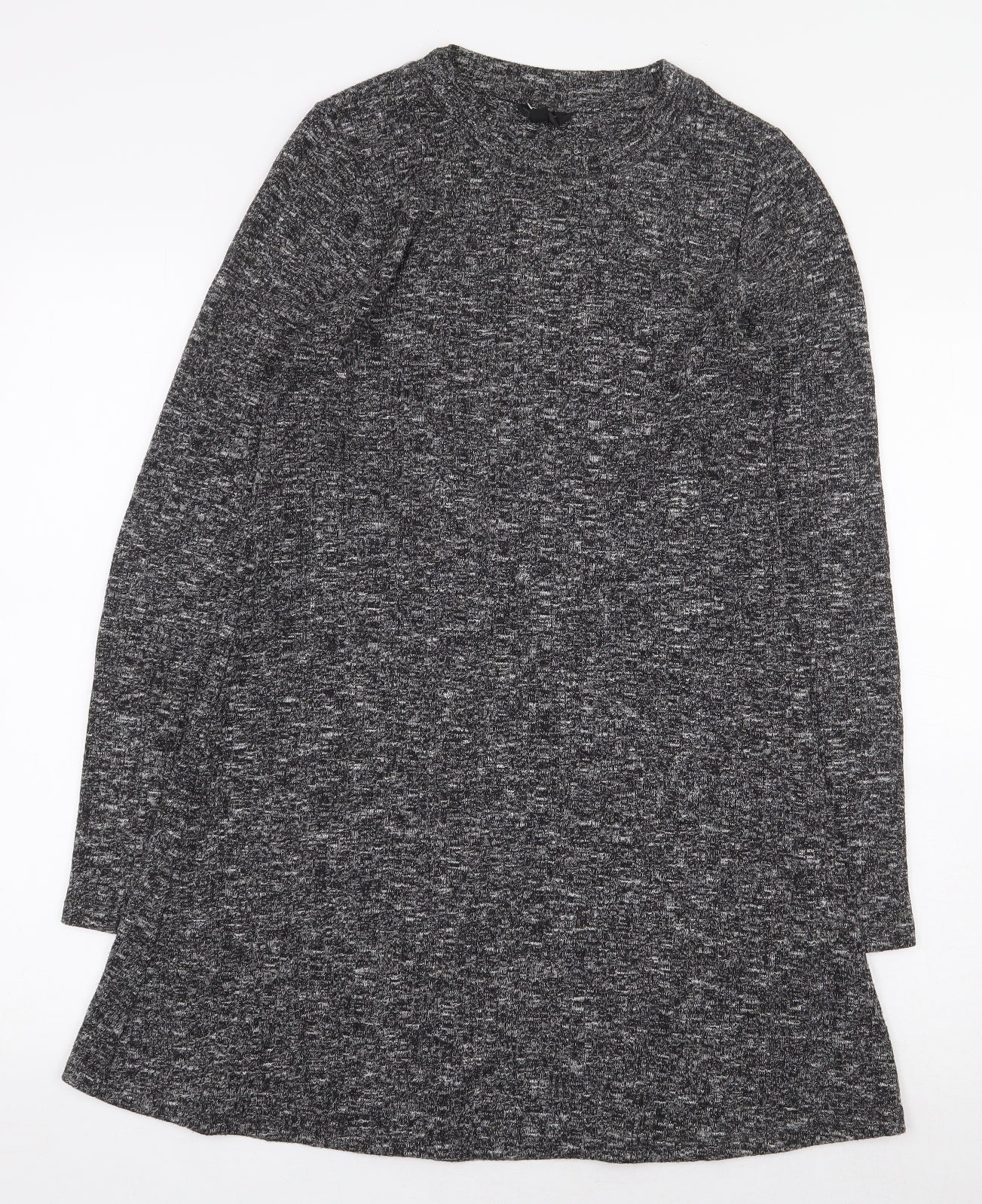 Topshop Womens Grey Polyester Jumper Dress Size 10 Mock Neck Pullover