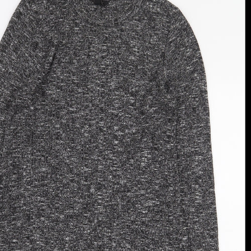 Topshop Womens Grey Polyester Jumper Dress Size 10 Mock Neck Pullover