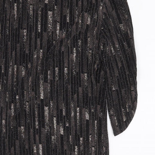Principles Womens Brown Geometric Nylon Basic Blouse Size 10 V-Neck