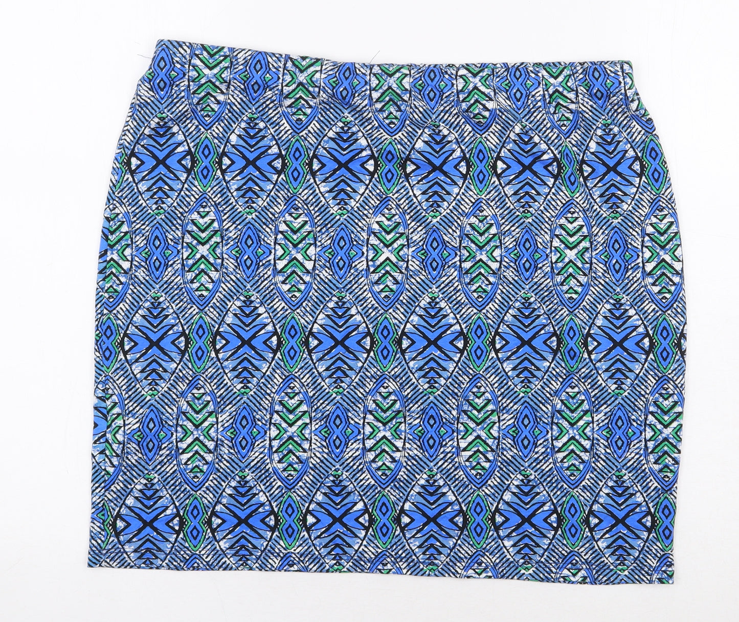 New Look Womens Blue Geometric Viscose Mini Skirt Size 16