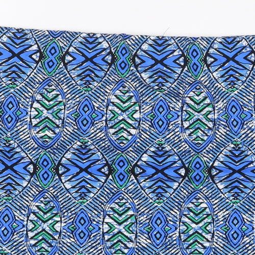 New Look Womens Blue Geometric Viscose Mini Skirt Size 16