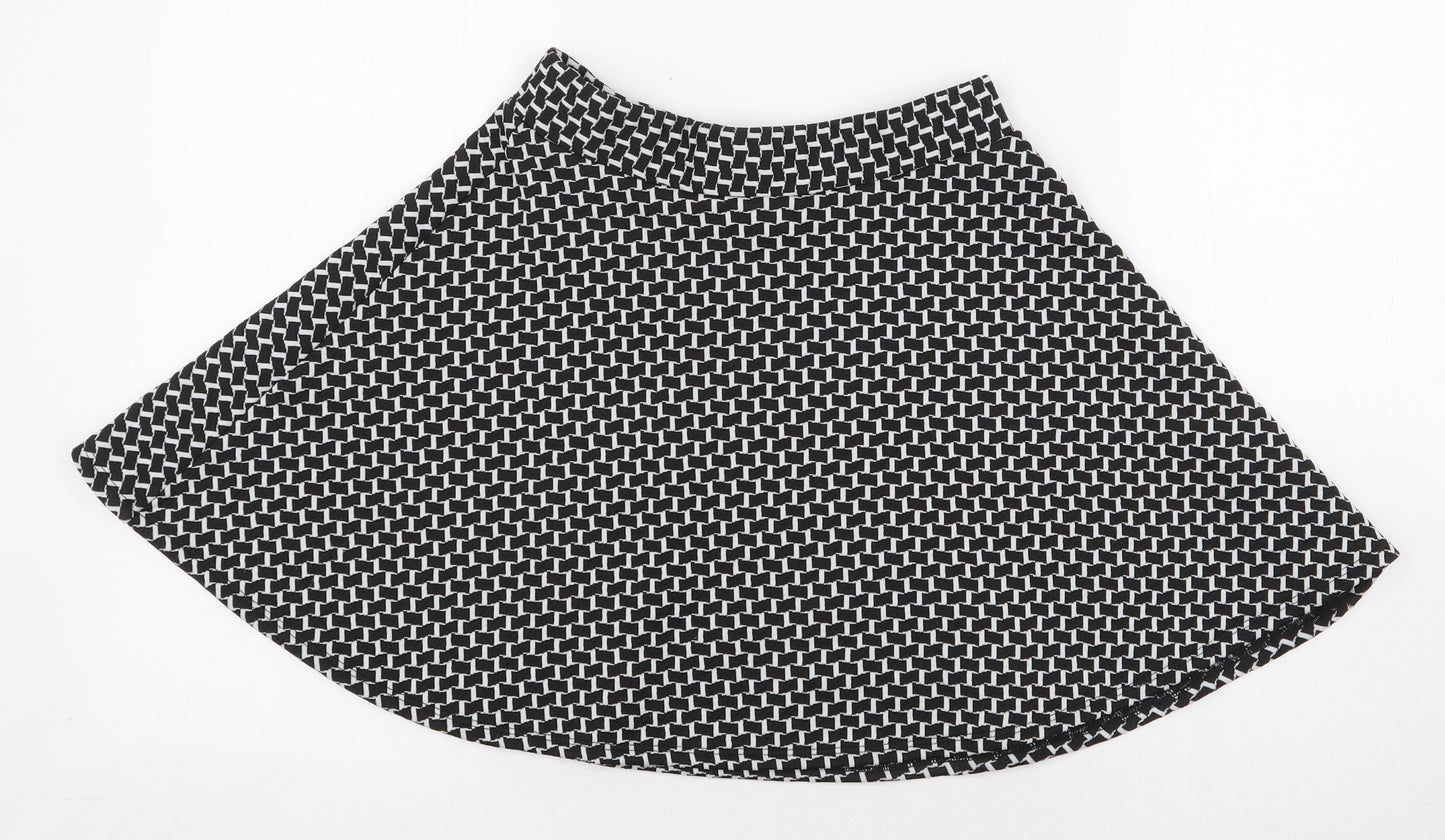 Atmosphere Womens Black Geometric Polyester Skater Skirt Size 8