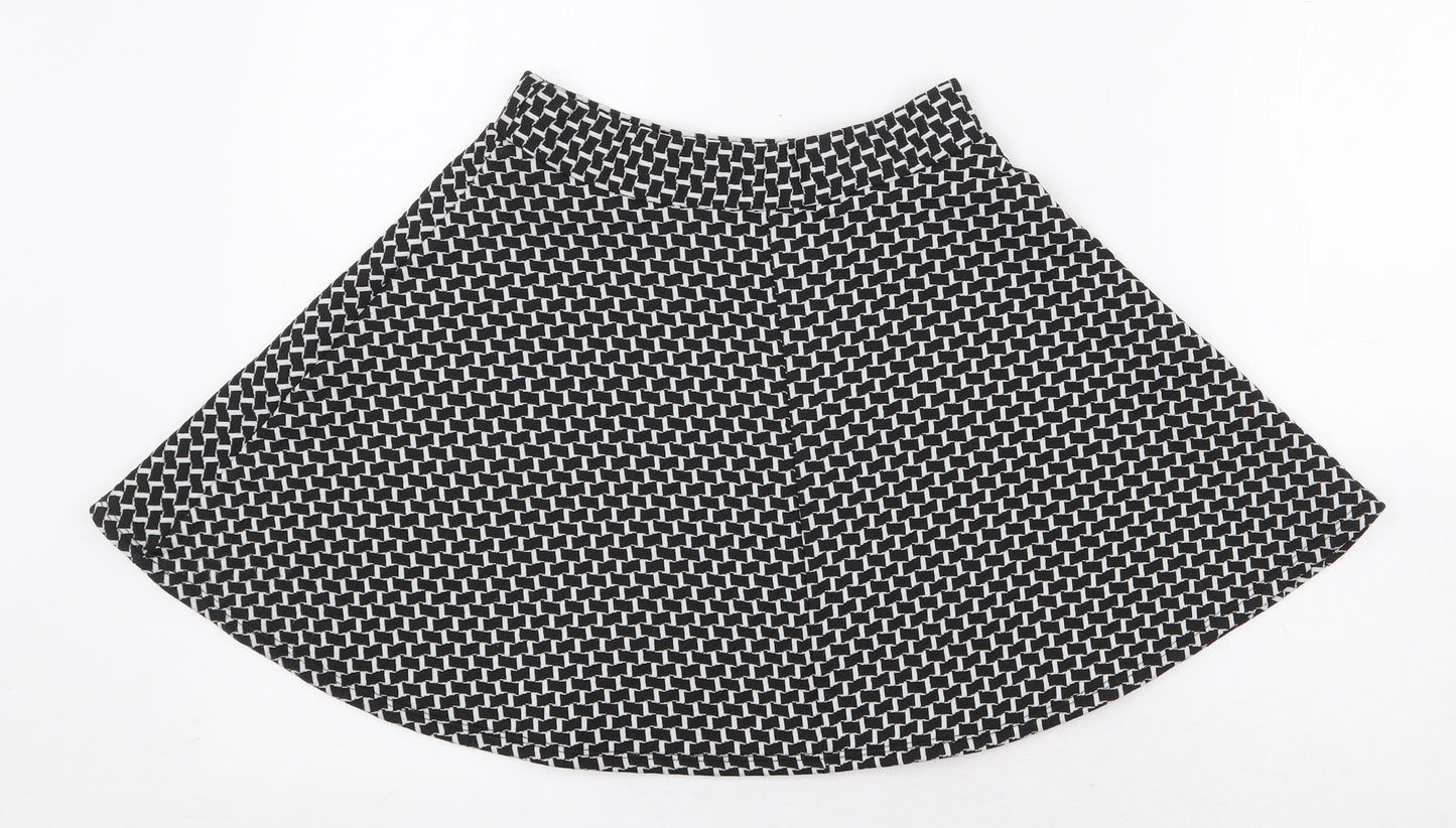 Atmosphere Womens Black Geometric Polyester Skater Skirt Size 8