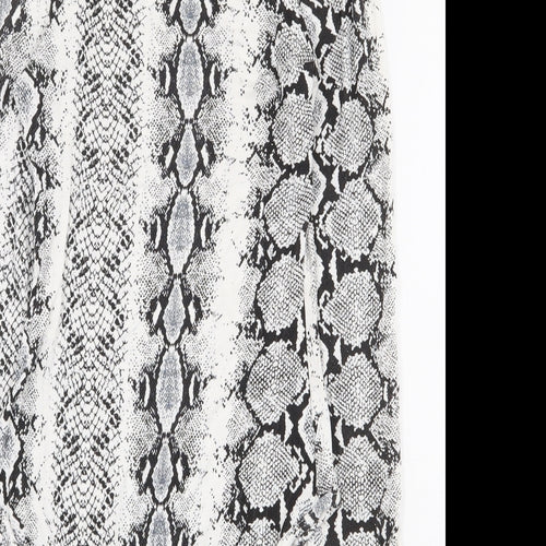 PRETTYLITTLETHING Womens Grey Animal Print Viscose Bodysuit One-Piece Size 6 Snap - Snake Skin Print