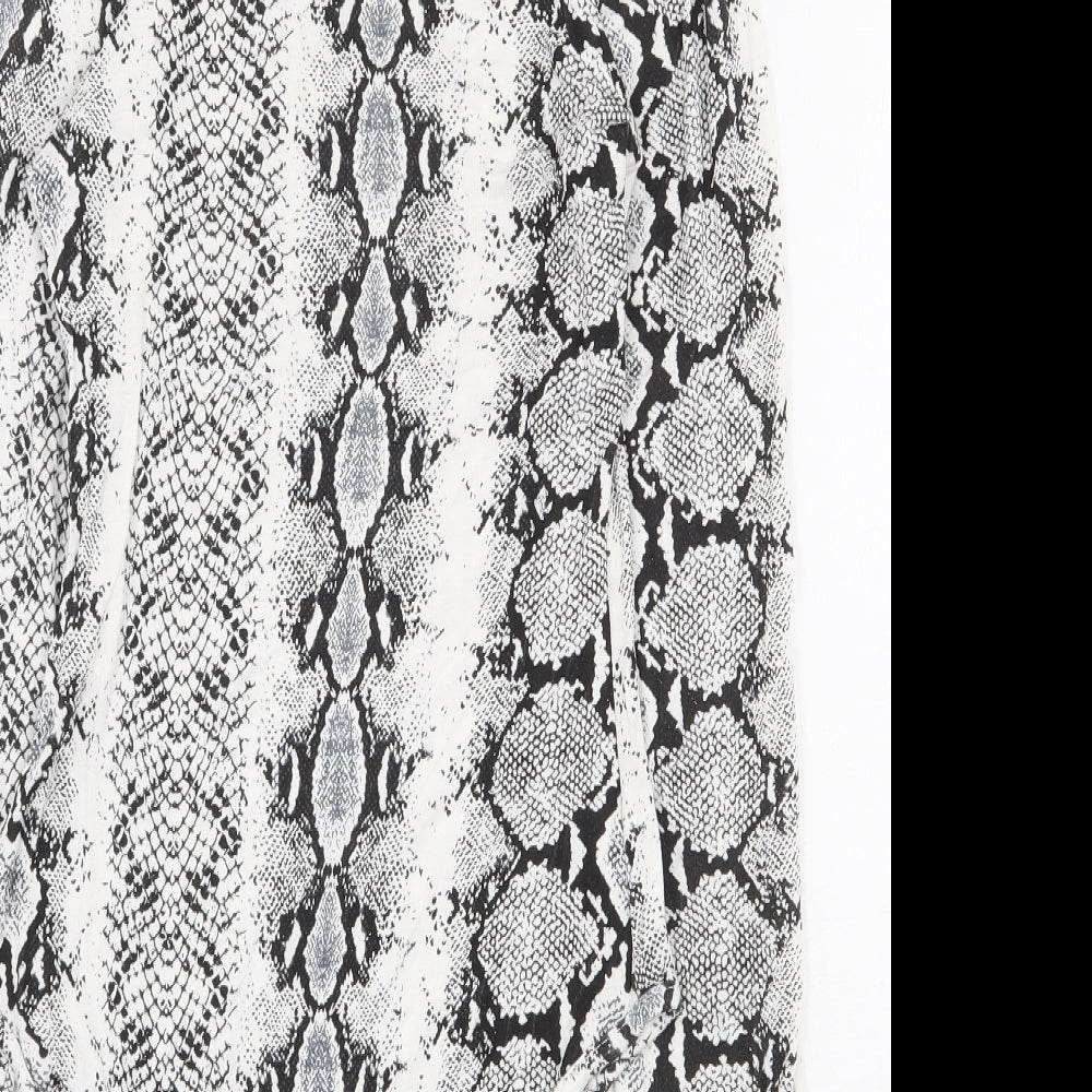 PRETTYLITTLETHING Womens Grey Animal Print Viscose Bodysuit One-Piece Size 6 Snap - Snake Skin Print