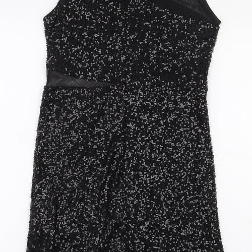 Club L Womens Black Polyester Pencil Dress Size 12 Boat Neck Button
