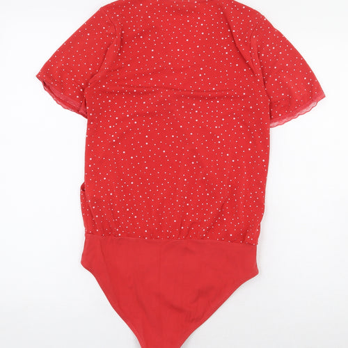NEXT Womens Red Polka Dot Polyester Bodysuit One-Piece Size 6 Snap