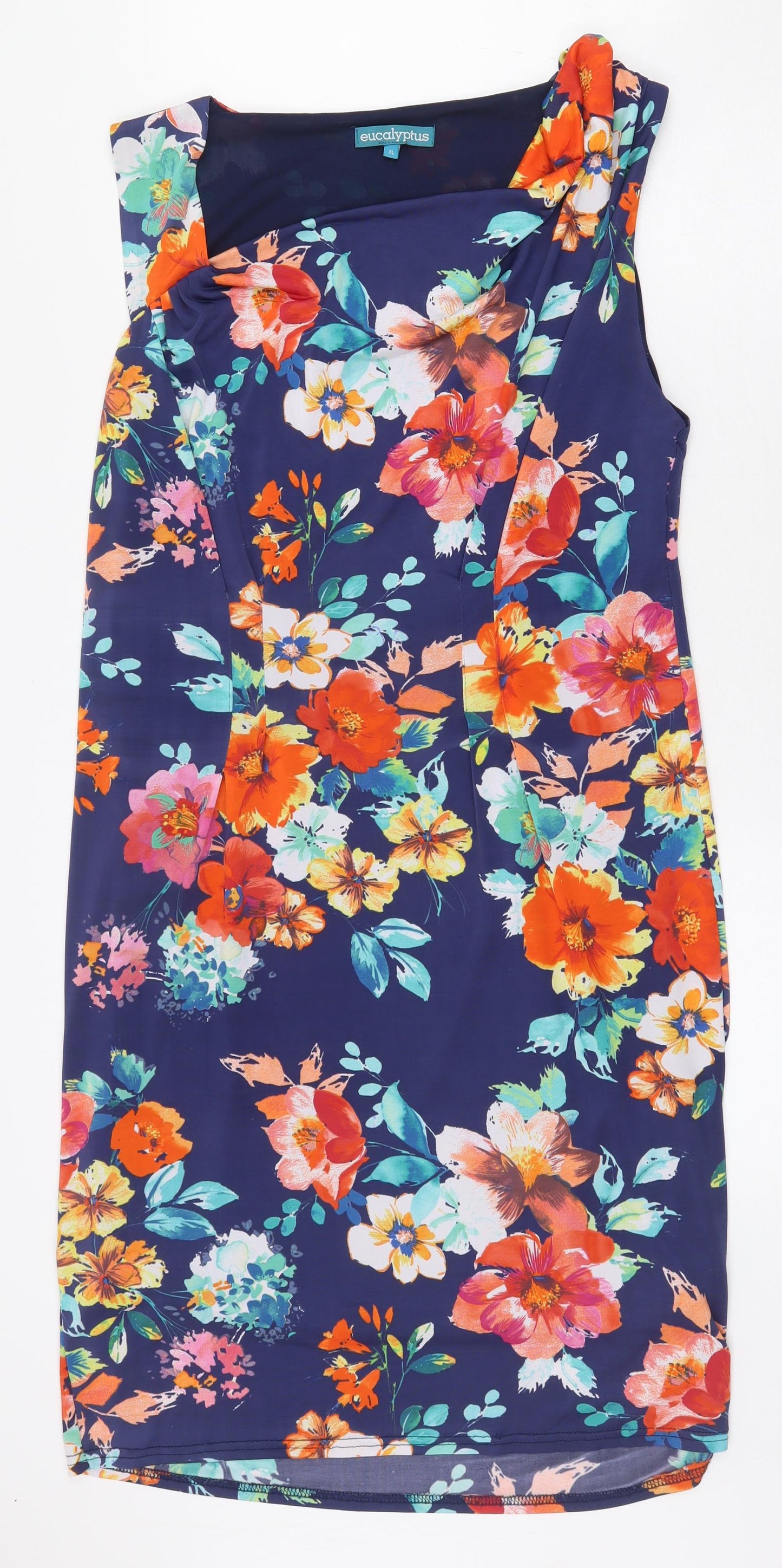 Eucalyptus Womens Multicoloured Floral Polyester Pencil Dress Size XL Scoop Neck Pullover