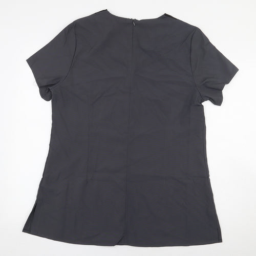 Paris Womens Grey Polyester Basic Blouse Size 16 V-Neck