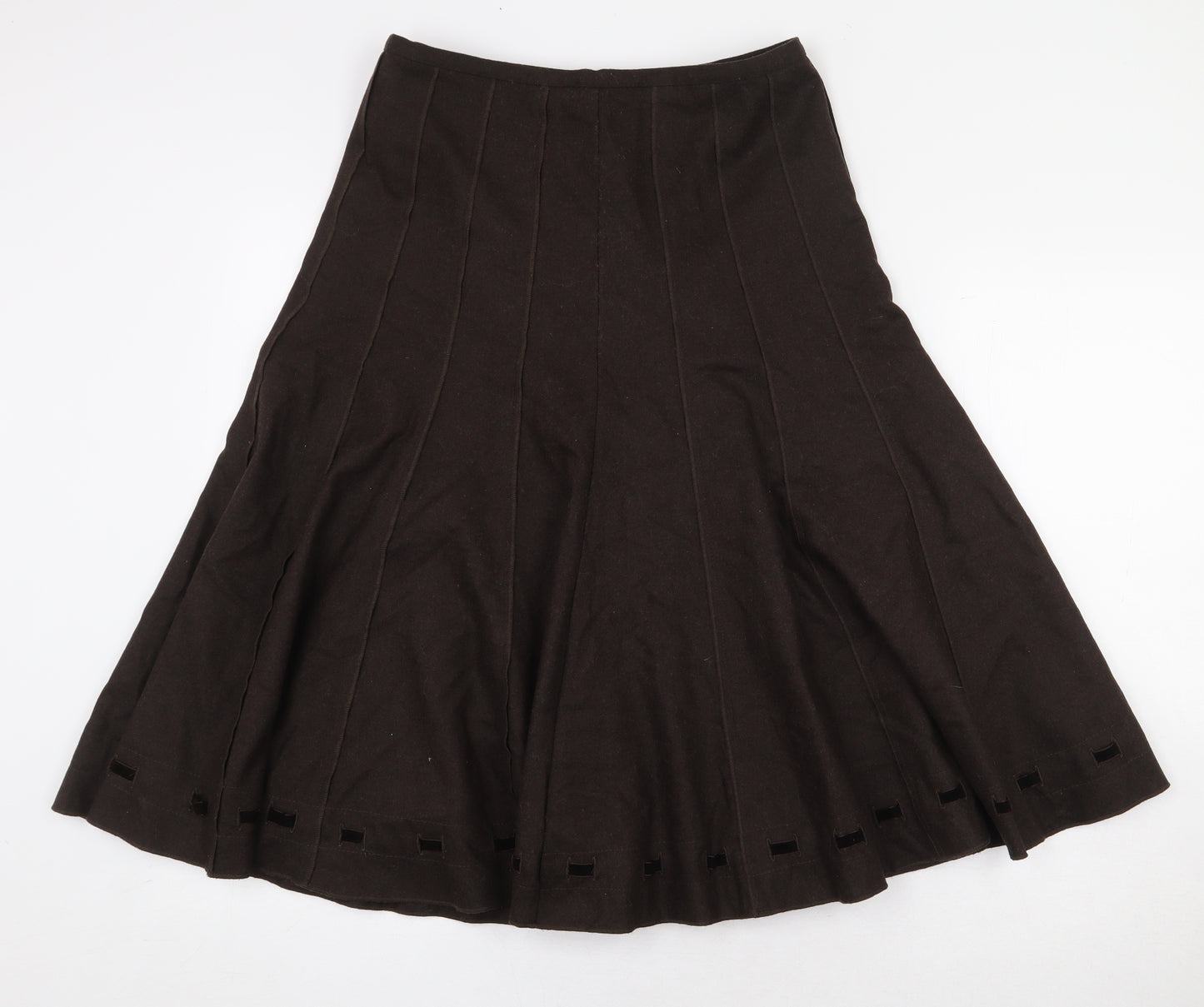Marks and Spencer Womens Brown Wool Flare Skirt Size 8 Zip