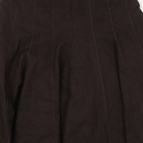 Marks and Spencer Womens Brown Wool Flare Skirt Size 8 Zip