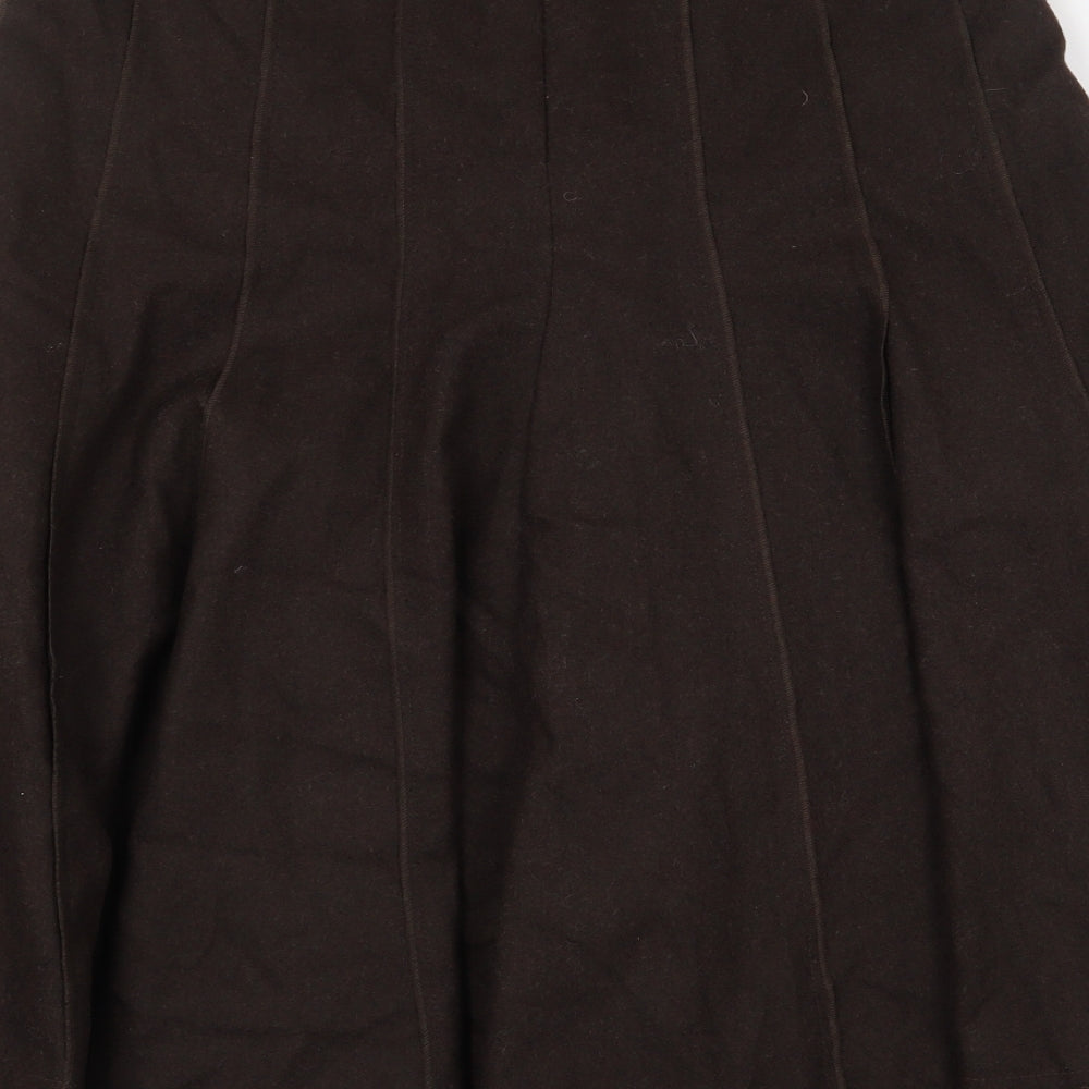 Marks and Spencer Womens Brown Wool Flare Skirt Size 8 Zip