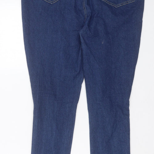 Boohoo Womens Blue Cotton Skinny Jeans Size 16 L29 in Regular Button