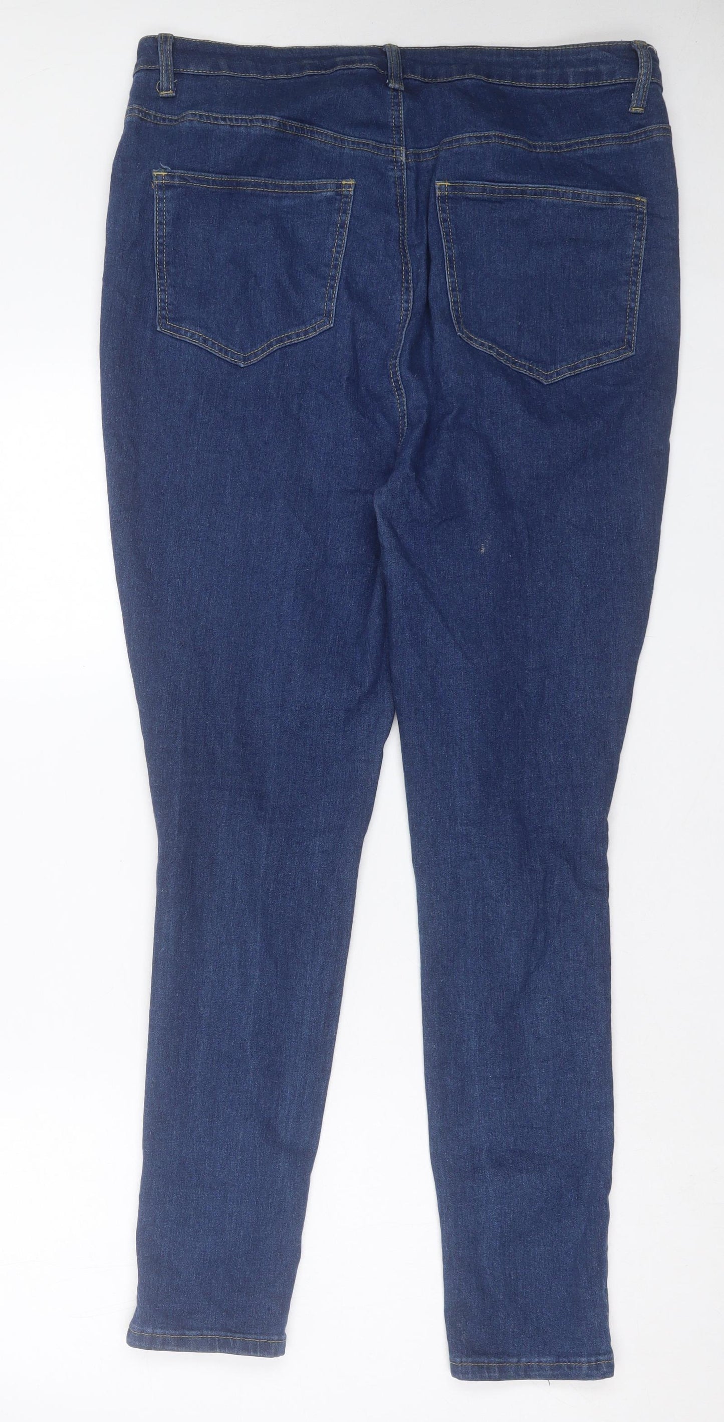 Boohoo Womens Blue Cotton Skinny Jeans Size 16 L29 in Regular Button