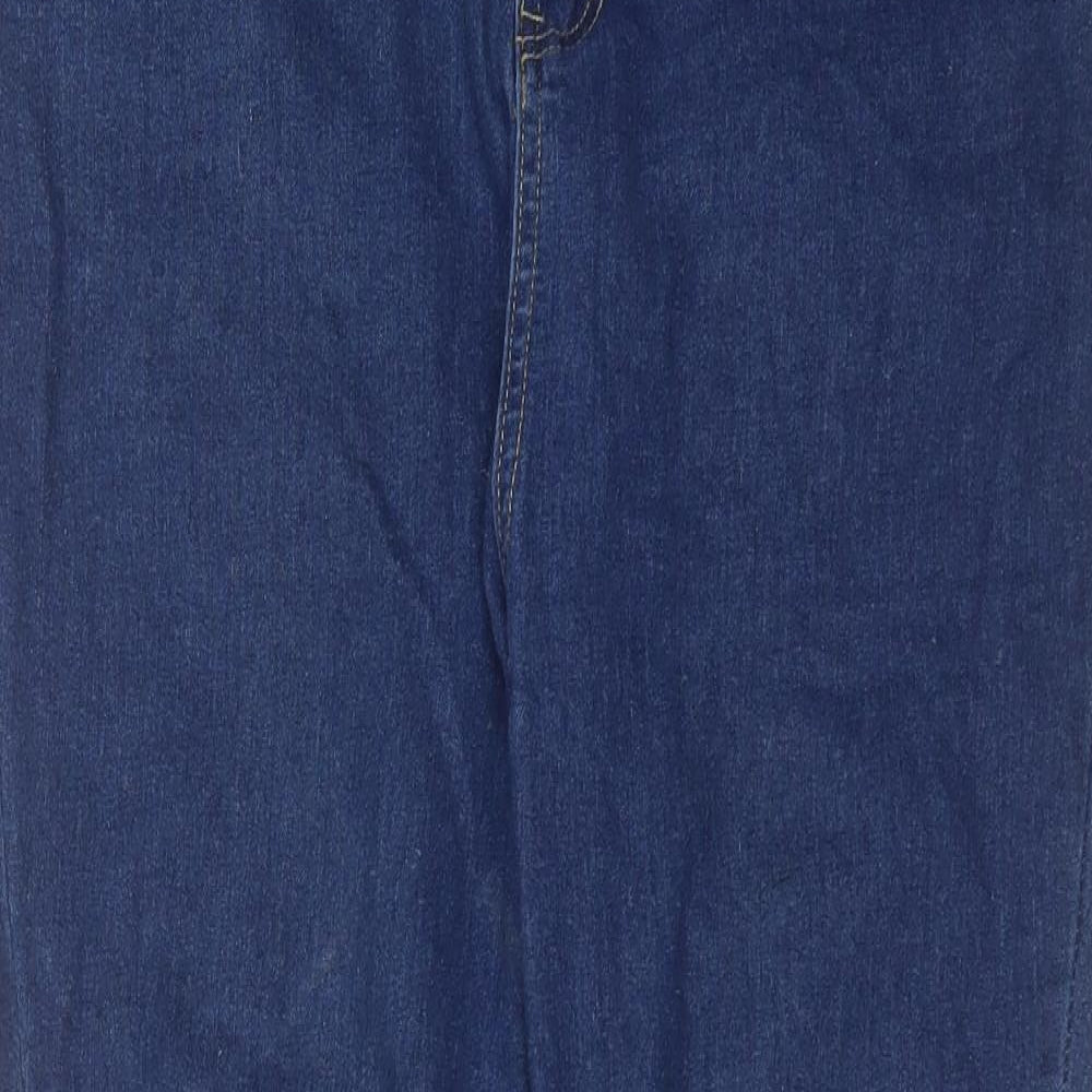 Boohoo Womens Blue Cotton Skinny Jeans Size 16 L29 in Regular Button
