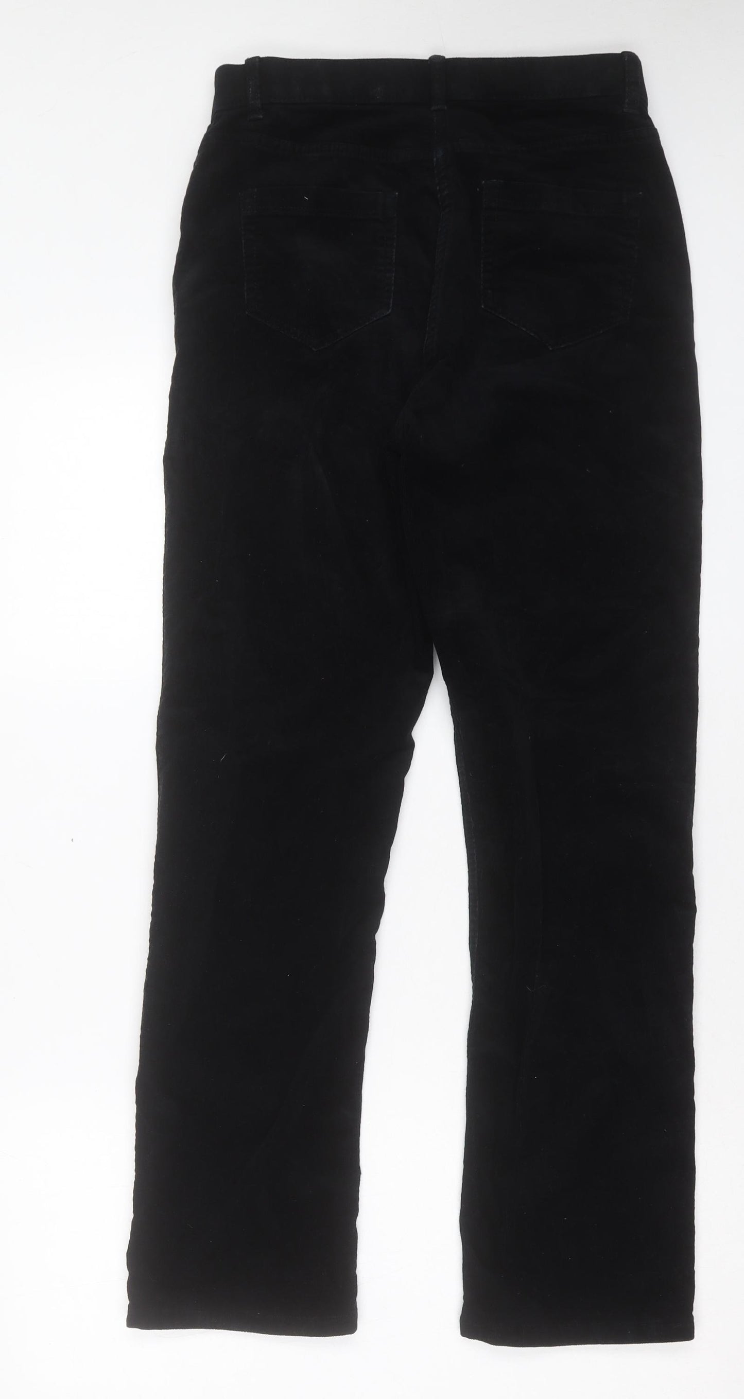 Marks and Spencer Womens Black Cotton Trousers Size 8 L29 in Regular Button