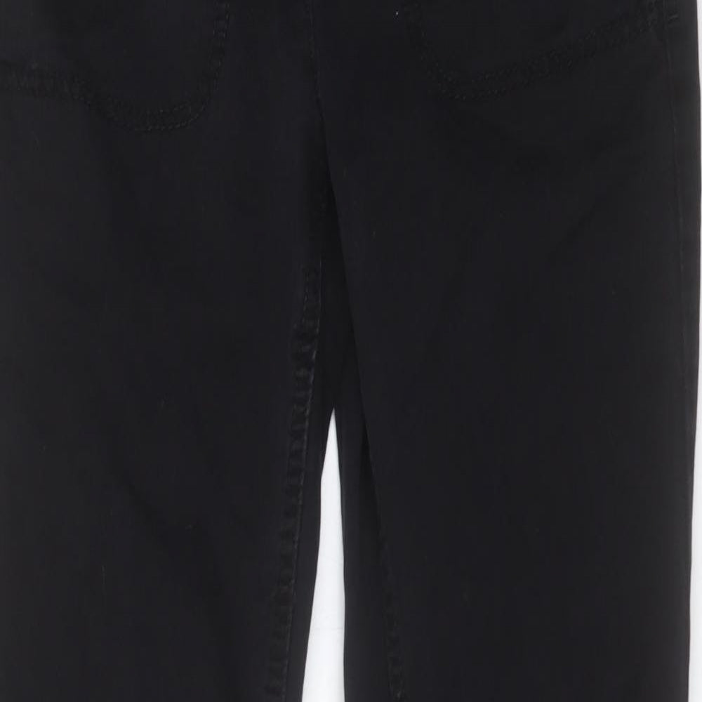 NEXT Womens Black Cotton Trousers Size 10 L32 in Slim Button