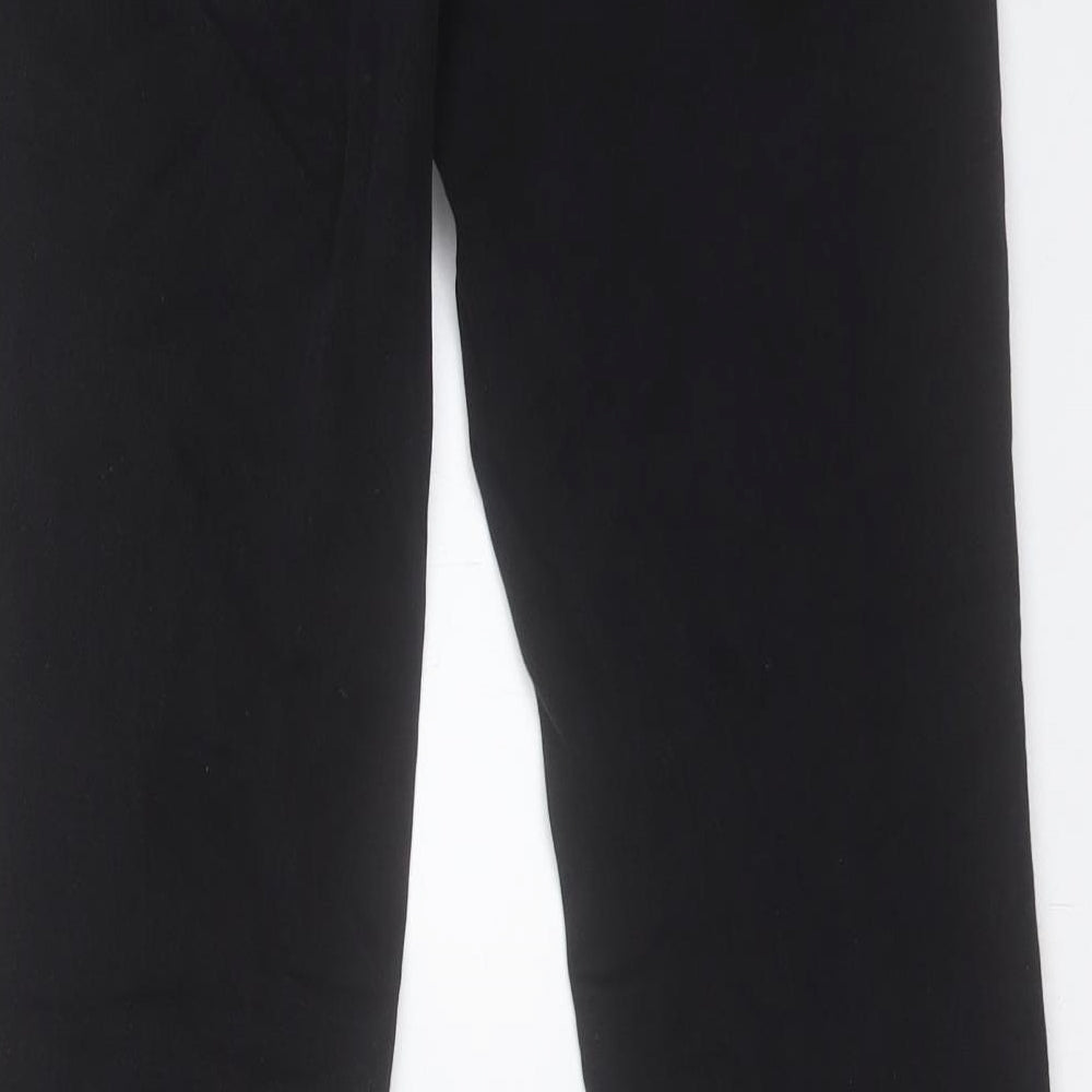 NEXT Womens Black Cotton Trousers Size 10 L32 in Slim Button