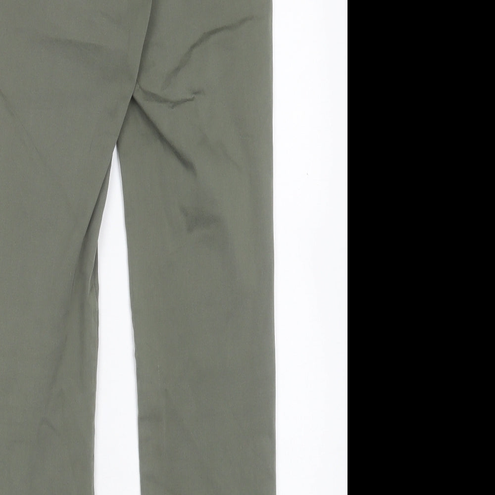 Per Una Womens Green Cotton Trousers Size 10 L29 in Regular Hook & Eye