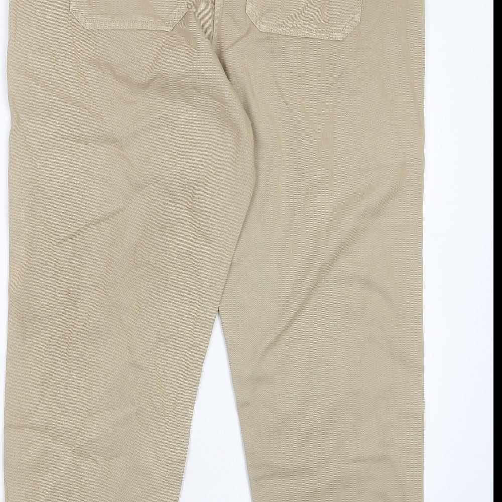 NEXT Womens Beige Cotton Straight Jeans Size 16 L27 in Regular Button