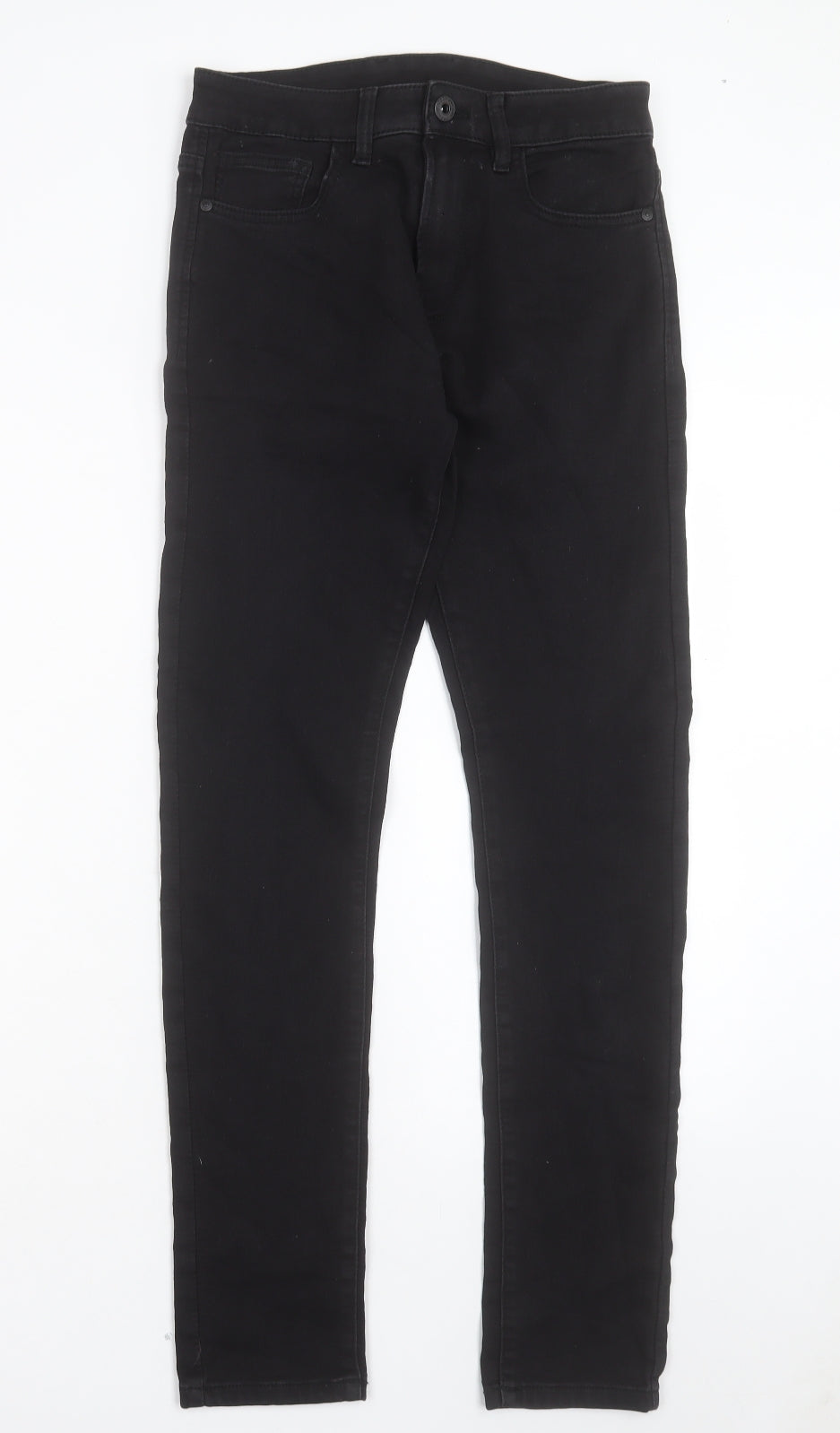 NEXT Mens Black Cotton Skinny Jeans Size 30 in L31 in Regular Button