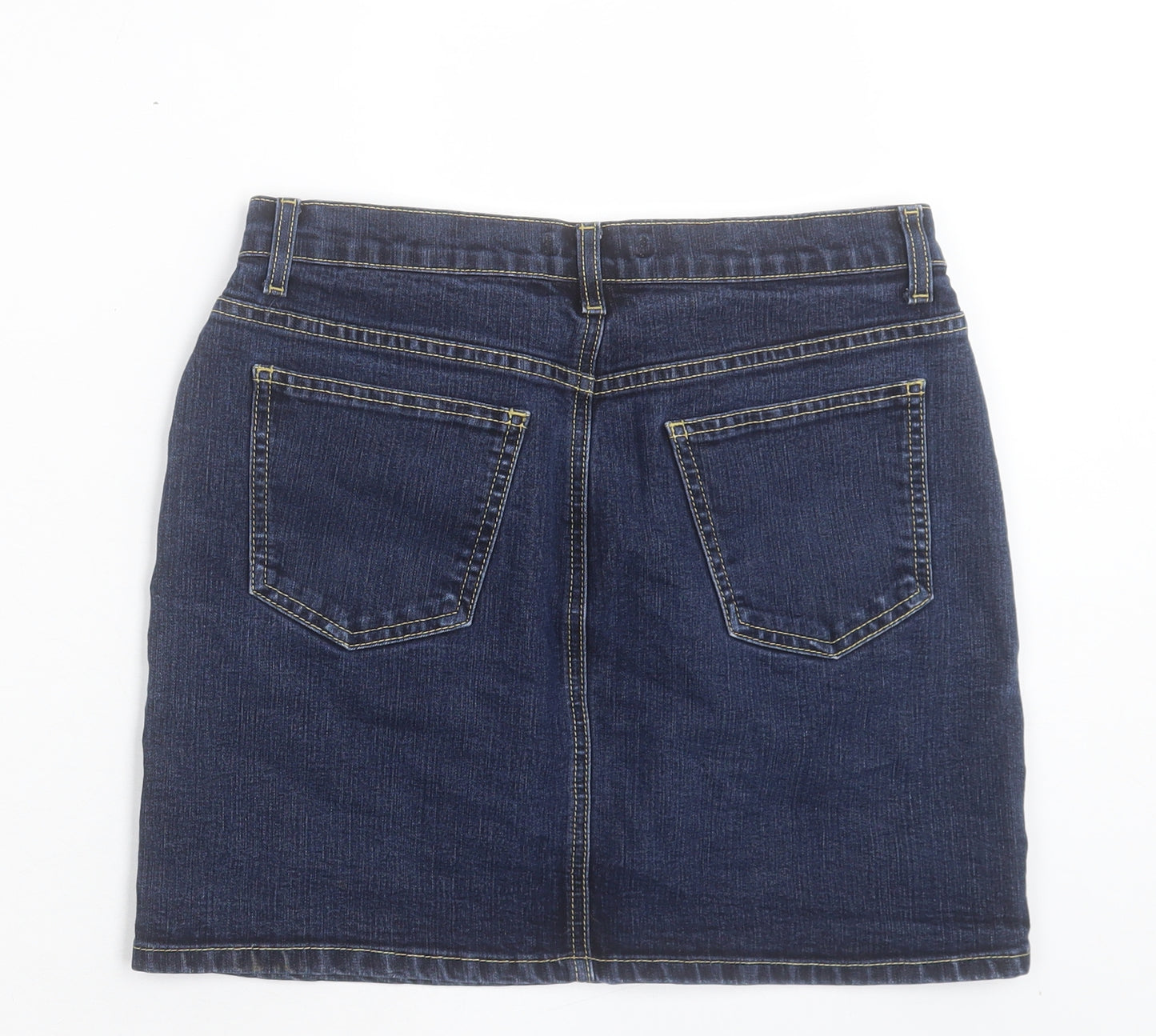 NEXT Womens Blue Cotton A-Line Skirt Size 10 Button