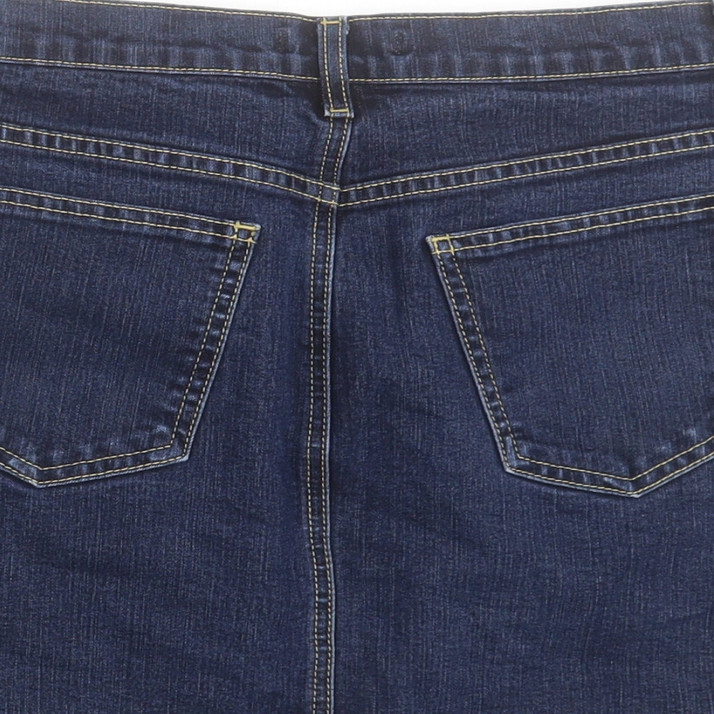NEXT Womens Blue Cotton A-Line Skirt Size 10 Button