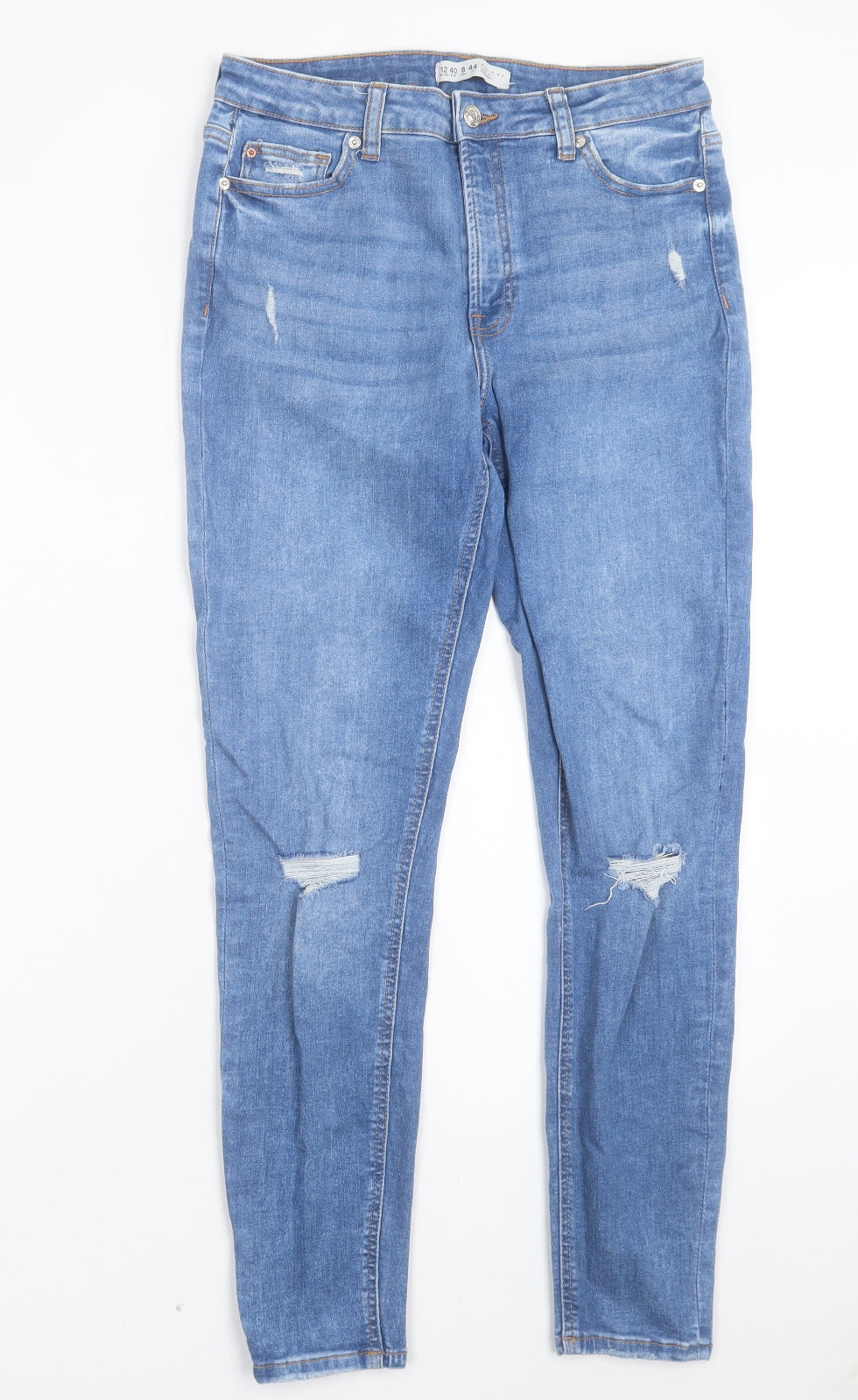 Denim & Co. Womens Blue Cotton Skinny Jeans Size 12 L28 in Regular Button