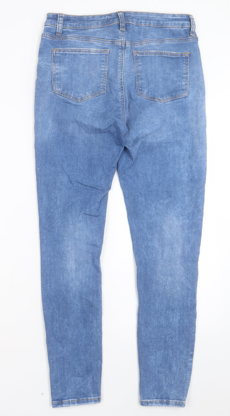Denim & Co. Womens Blue Cotton Skinny Jeans Size 12 L28 in Regular Button