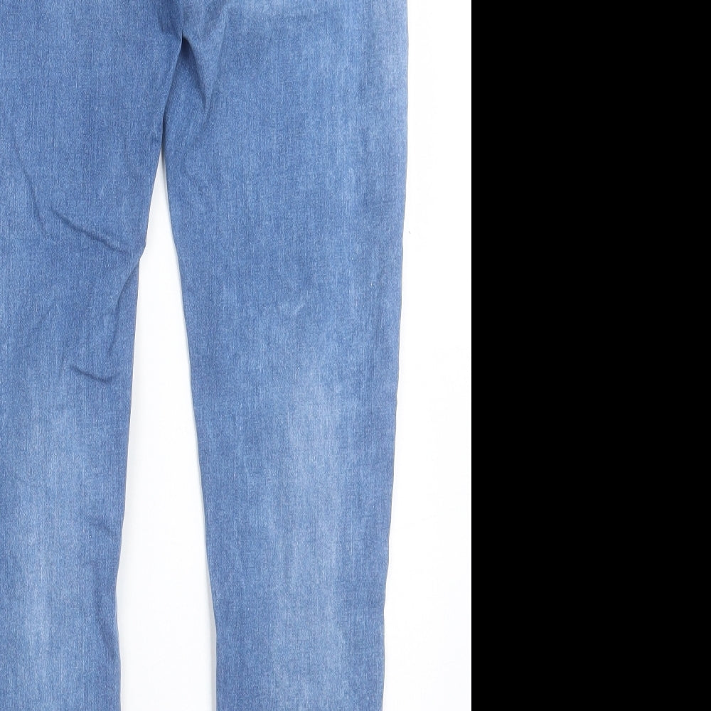 Denim & Co. Womens Blue Cotton Skinny Jeans Size 12 L28 in Regular Button
