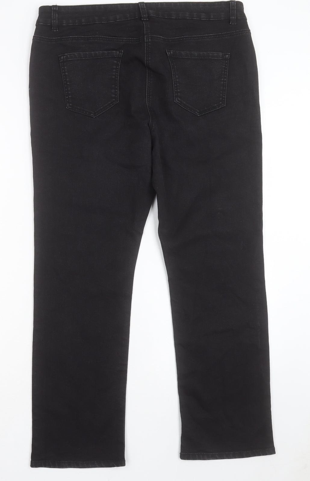 George Womens Black Cotton Straight Jeans Size 16 L27 in Regular Button