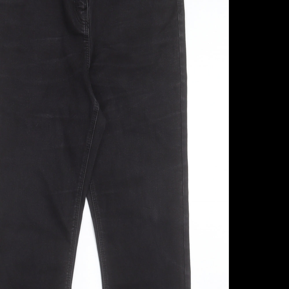 George Womens Black Cotton Straight Jeans Size 16 L27 in Regular Button