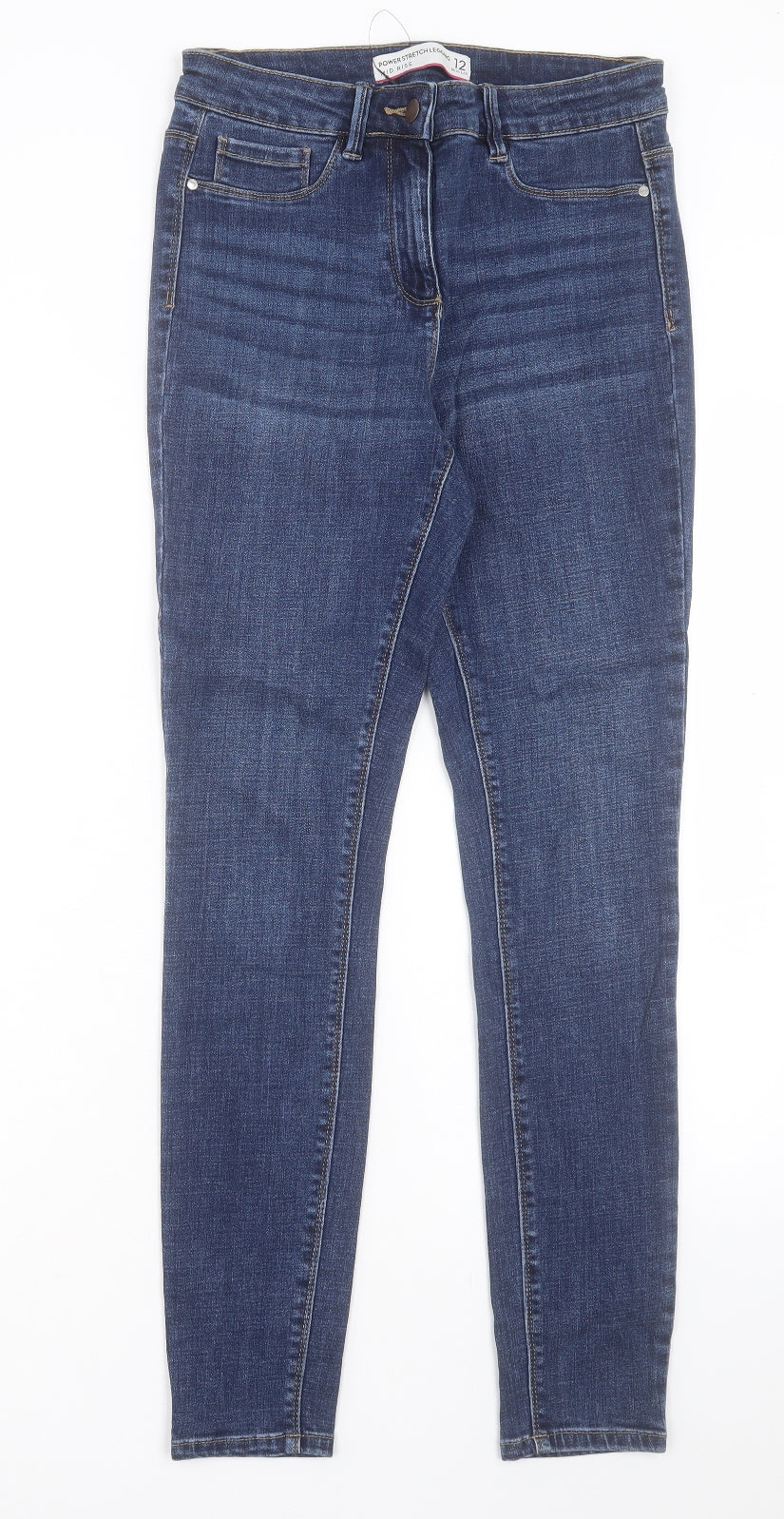 Marks and Spencer Womens Blue Cotton Skinny Jeans Size 12 L28 in Regular Button