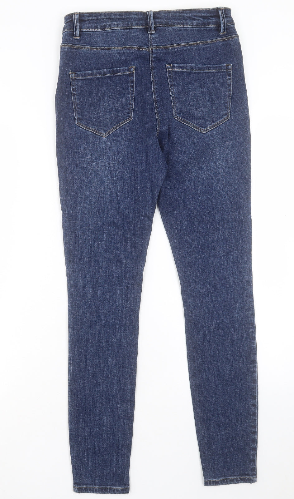 Marks and Spencer Womens Blue Cotton Skinny Jeans Size 12 L28 in Regular Button