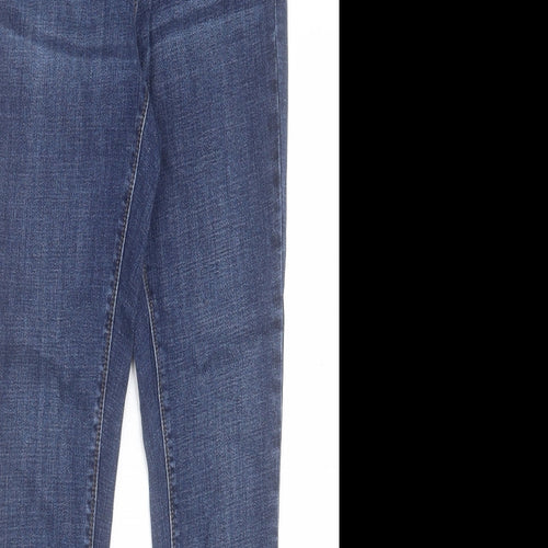 Marks and Spencer Womens Blue Cotton Skinny Jeans Size 12 L28 in Regular Button