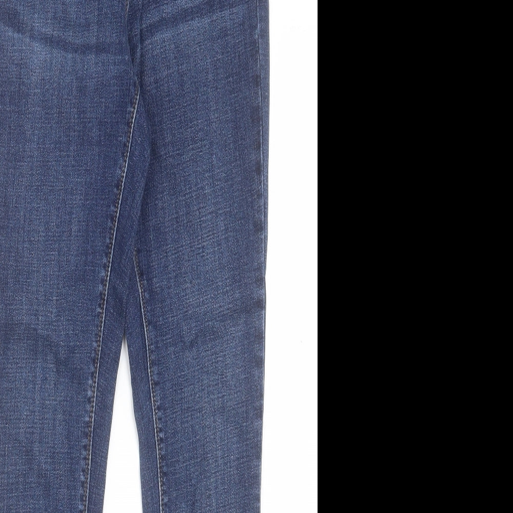 Marks and Spencer Womens Blue Cotton Skinny Jeans Size 12 L28 in Regular Button