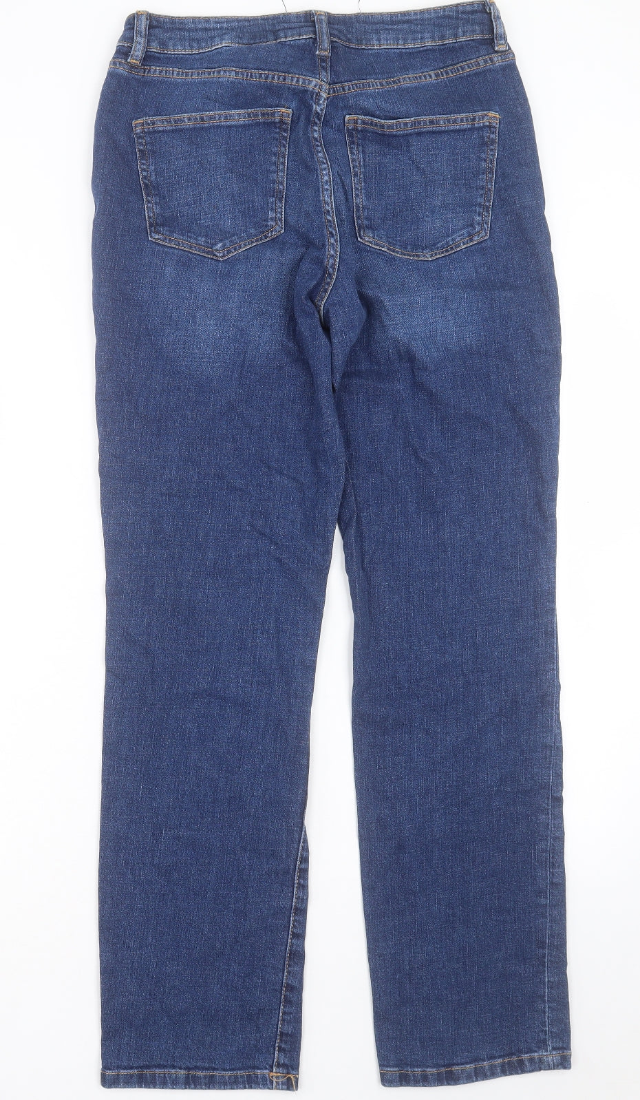 NEXT Womens Blue Cotton Straight Jeans Size 12 L31 in Slim Button