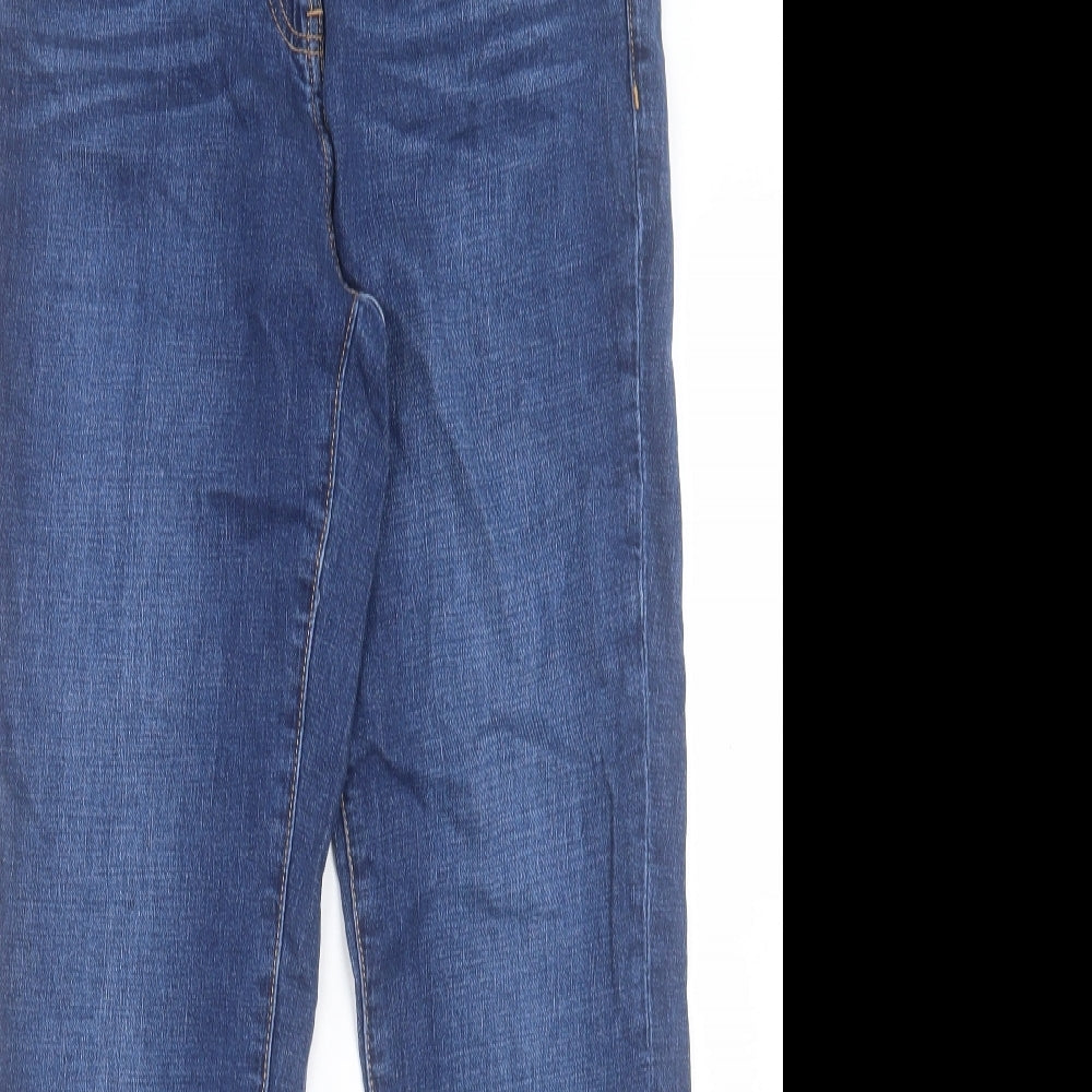 NEXT Womens Blue Cotton Straight Jeans Size 12 L31 in Slim Button
