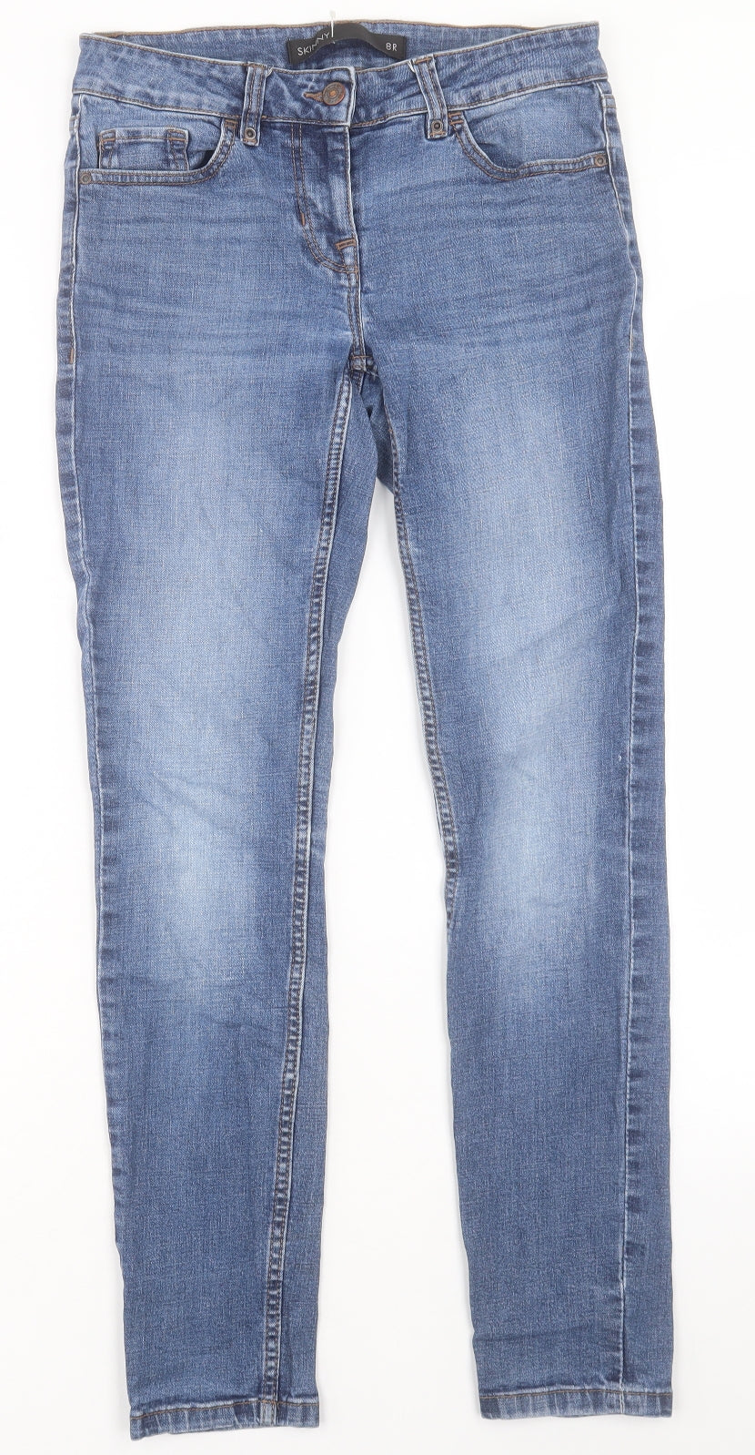 NEXT Womens Blue Cotton Skinny Jeans Size 8 L28 in Regular Button